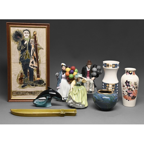 485 - A Royal Doulton bone china figure of a young woman, and other miscellaneous ornamental pottery and p... 