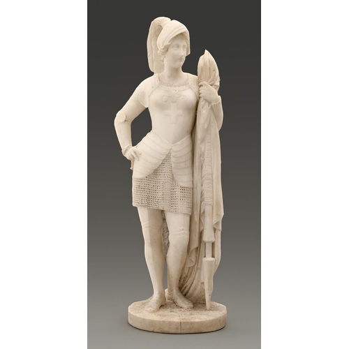 599 - Rinaldo Rinaldi (1793-1873) - Joan of Arc, statuary marble, signed R. Rinaldi F, 60cm h... 