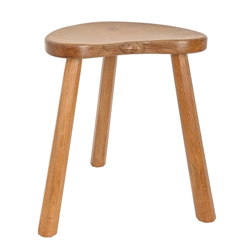 617 - A Mouseman oak stool, 45cm h, carved mouse 'signature'