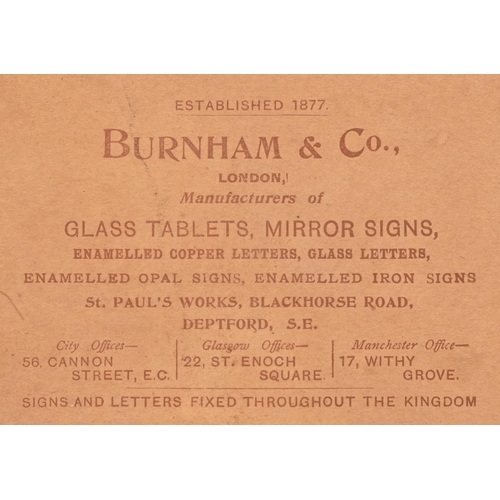 695 - Advertising. ROWNEY'S ARTISTS' OIL & WATER COLOURS glass shop display tablet, Burnham London, c1... 