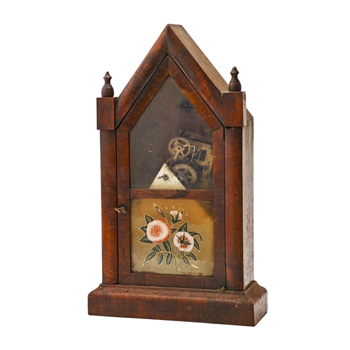 698 - A mahogany mantel clock, early 20th c, with painted dial, 40cm h and a later stained wood Vienna wal... 