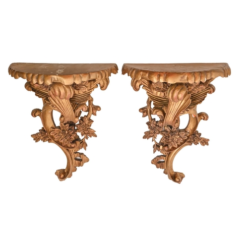 700 - A set of six rococo style gilt resin wall brackets, 20th c, 43cm h