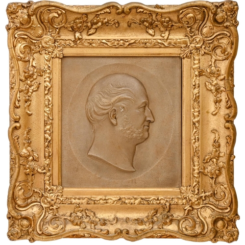 703 - A composition bas relief portrait of the head of a man, cast from a model by Joseph Edwards, 1846, 2... 