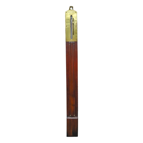 707 - A Victorian mahogany stick barometer, H Negretti & Zambra 11 Hatton Garden London, with engraved... 