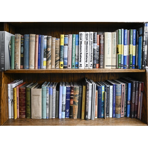 727 - Books. Four shelves of general stock, early 20th c and later, including railwayana, The Aeroplane Jo... 