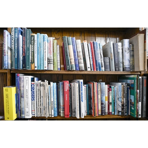 728 - Books. Three shelves of transport reference, 20th c, including railwayana, automobilia, merchant and... 