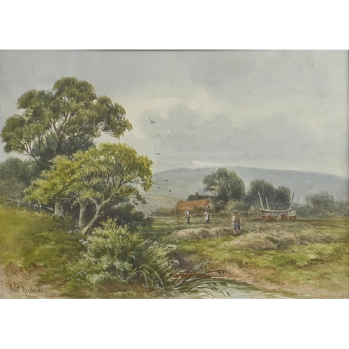 757 - Robert Anderson ARSA, RWS (1842-1885) - Mowing the Meadow, signed, watercolour, 26.5 x 37cm... 