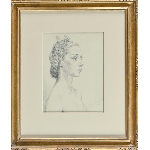 763 - Jean Ryan (1925-2006) - Portrait of Prima Ballerina Svetlana Beriosova, head and shoulders, signed a... 