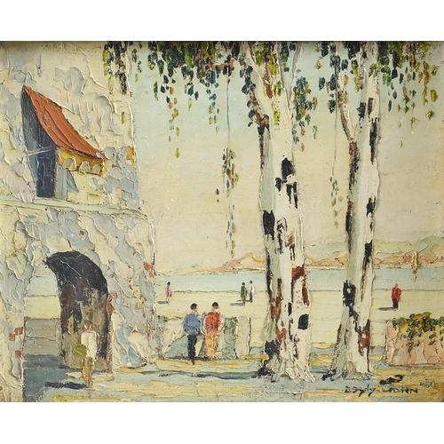 775 - Cecil Rochfort D'Oyly-John (1906-1993) - Scene on the Cote d'Azur, signed, oil on board, 22 x 27cm... 