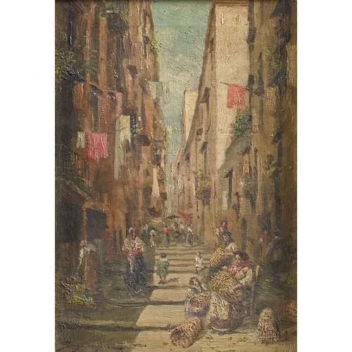 788 - Italian School, 20th c - Street Scene, indistinctly signed, 29 x 20cm