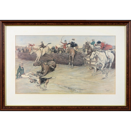 810 - Cecil Aldin RBA (1870-1935) - Hunting Scene, reproduction printed in colour, 43 x 73.5cm and five va... 