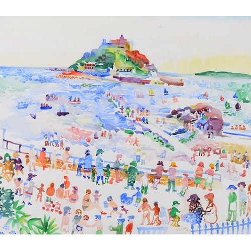 841 - Fred Yates (1922-2008) - St Michael's Mount, signed (in pencil Fred J Yates) and dated '89 watercolo... 