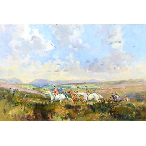 842 - Michael Lyne (1912-1989) - The Devon and Somerset Staghounds at Hawcombe Head,  signed, oil on canva... 