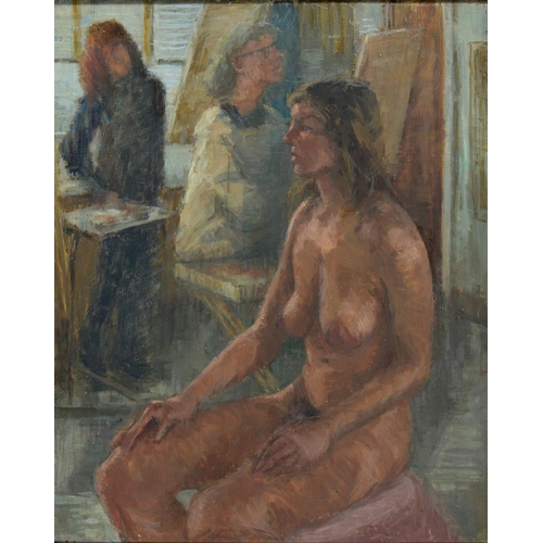 857 - English School, 20th c - The Life Model, three-quarter length, seated nude, oil on canvas, 61 x 51cm... 