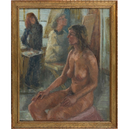 857 - English School, 20th c - The Life Model, three-quarter length, seated nude, oil on canvas, 61 x 51cm... 