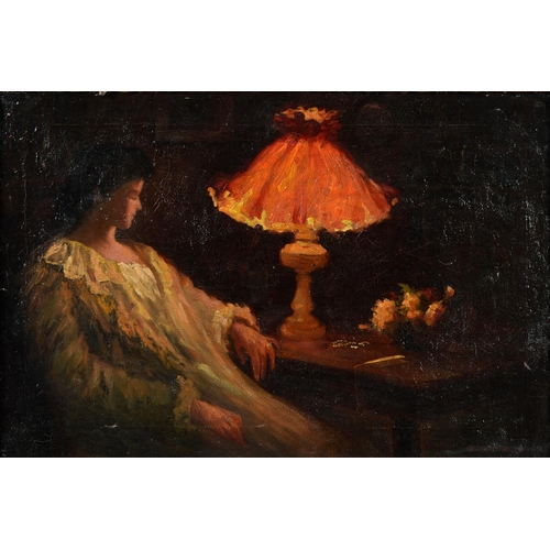 861 - Gertrude Ellen Hayes, ARE (1872-1956) - A Lady by an Oil Lamp, signed and dated 1899, oil on canvas,... 