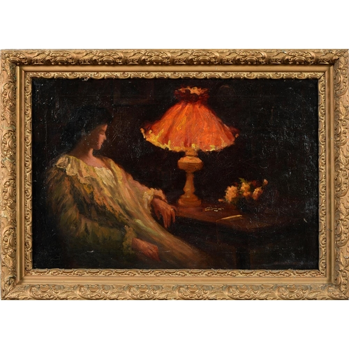 861 - Gertrude Ellen Hayes, ARE (1872-1956) - A Lady by an Oil Lamp, signed and dated 1899, oil on canvas,... 