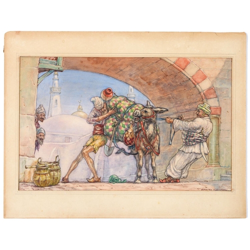 867 - Dunstan Mortimer, early 20th c - A Stubborn Ass, possibly a book illustration for The Arabian Nights... 