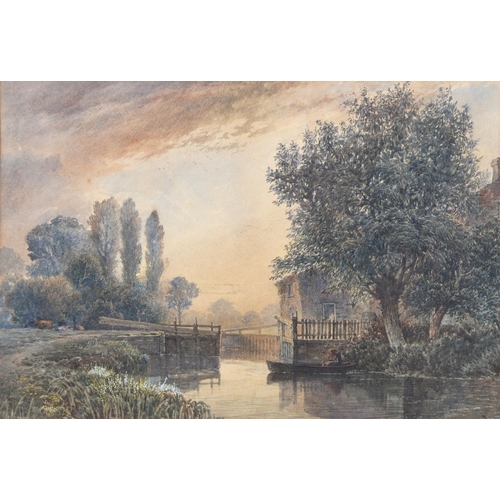 869 - English School, mid-late 19th c - The Canal Lock, watercolour, 23 x 33.5cm