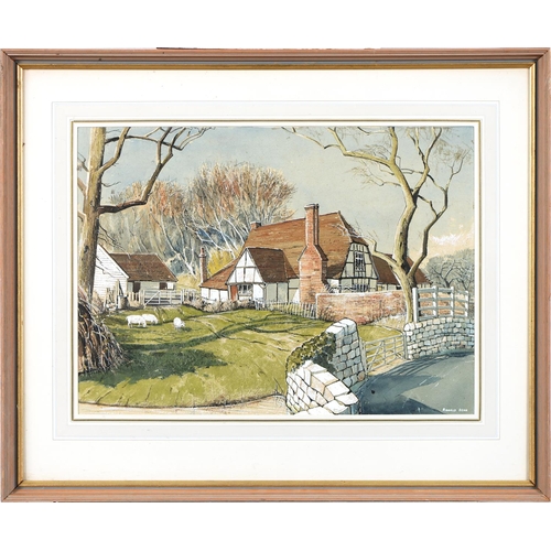 870 - Ronald Dean (1929-2023) - Free Range, signed, titled Mall Galleries label to verso, watercolour, gou... 