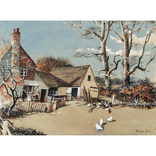 870 - Ronald Dean (1929-2023) - Free Range, signed, titled Mall Galleries label to verso, watercolour, gou... 