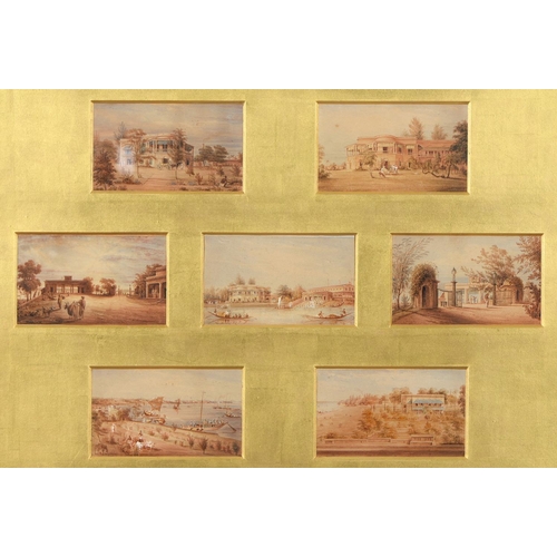 881 - Circle of William Daniell RA - Scenes of British India, a set of seven, watercolours, each 9.5 x 16c... 