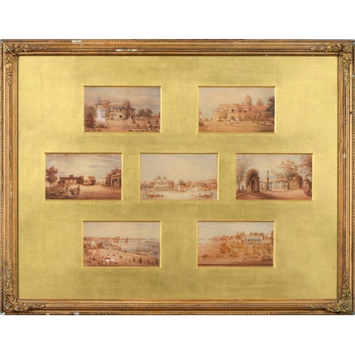 881 - Circle of William Daniell RA - Scenes of British India, a set of seven, watercolours, each 9.5 x 16c... 