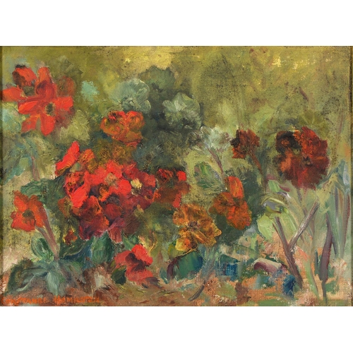 885 - Constance Hamilton, 20th c - Poppies and other Country Flowers, signed, oil on board, 29 x 38.5cm... 