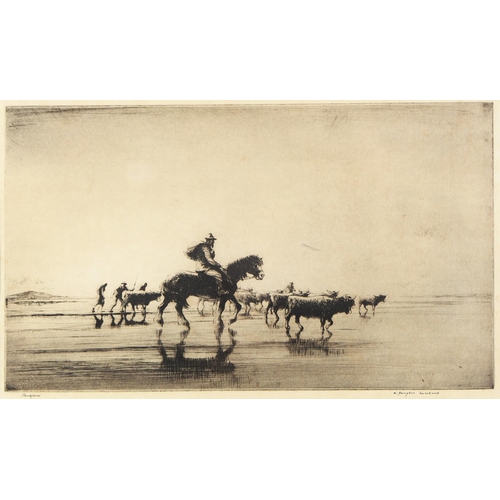 888 - Sidney Tushingham (1884-1968) - Youths Crabbing on the Beach, signed in pencil, etching, 21.5 x 33cm... 