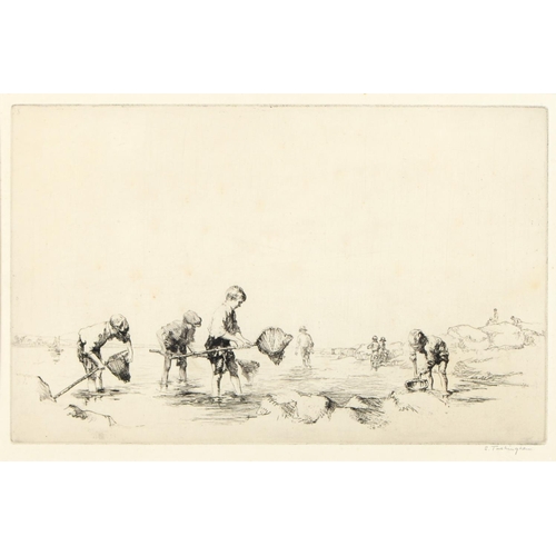 888 - Sidney Tushingham (1884-1968) - Youths Crabbing on the Beach, signed in pencil, etching, 21.5 x 33cm... 