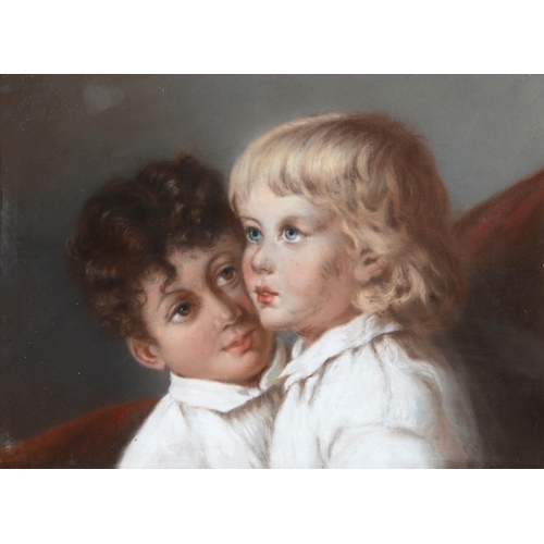 896 - English School, late 19th c - A Portrait of Two Young Boys, pastel, 26.5 x 38cm