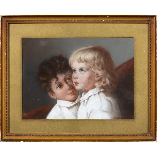 896 - English School, late 19th c - A Portrait of Two Young Boys, pastel, 26.5 x 38cm