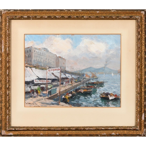 901 - Francesco Di Marino (Italian Impressionist, 1892-1954) - The Bay of Naples, signed, oil, 26.5 x 34cm... 