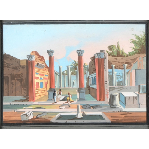 911 - Neapolitan School - Vesuvius by Night; and by Day, a pair, gouache, 70 x 100mm and another, Pompeii,... 