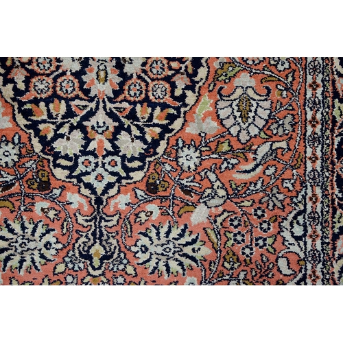 948 - An Indian Kashmir art silk rug, 149 x 94cm