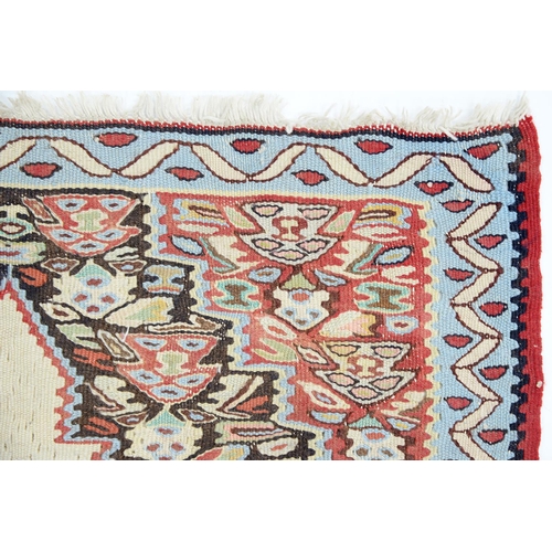 960 - A Bijar Kilim and an Afghan mat, 92 x 68cm and 90 x 65cm (2)