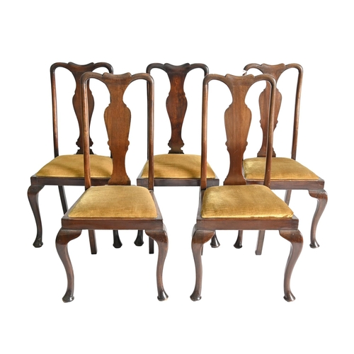 988 - Two set of six and four mahogany stained dining chairs, c1930, on cabriole legs