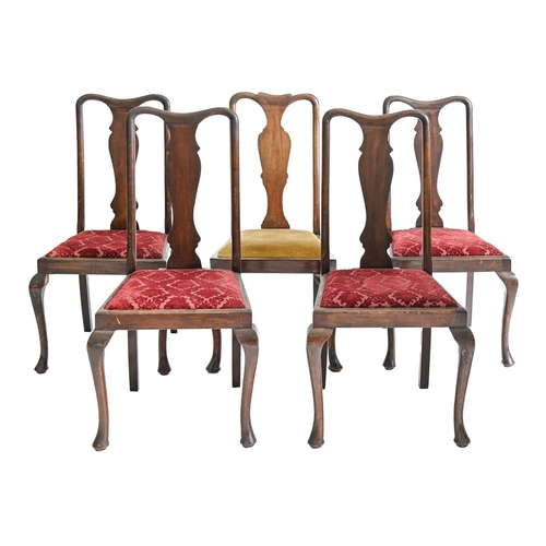 988 - Two set of six and four mahogany stained dining chairs, c1930, on cabriole legs