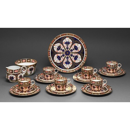 421 - A Royal Crown Derby Imari pattern coffee service, 1912 and circa, larger plate 23cm diam, printed ma... 