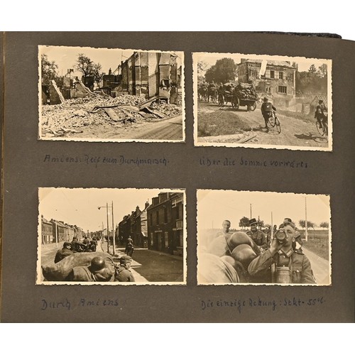 582 - Germany, Third Reich. A WWII German soldier's photograph album, 1939-1940, of 60 x 90mm mounted phot... 