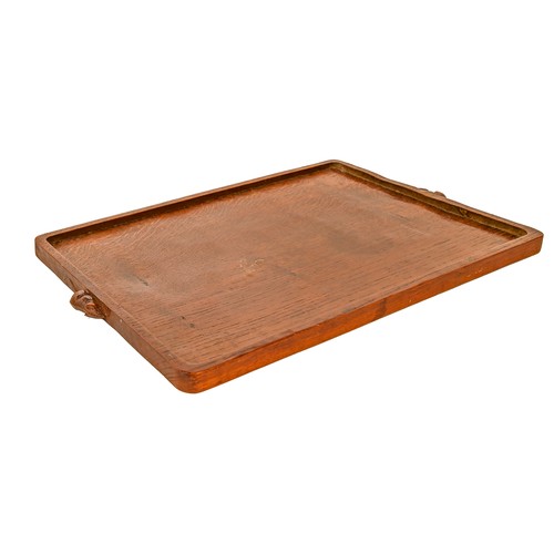 620 - A Mouseman oak tray, with two carved mouse 'signature' handles, 33 x 54cm  Provenance: Acquired by t... 