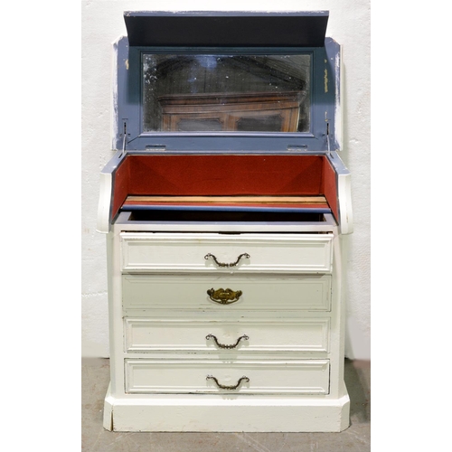 606 - A French dressing chest, with hinged top, painted at later date, 83cm l