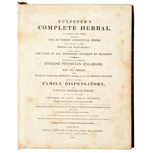 210 - Medical and Botany. Culpeper's Complete Herbal, to which is now added, upwards of one hundred additi... 