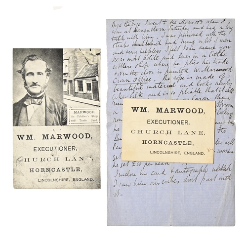 391 - Crime & Punishment. William Marwood (1820-1883), an autographed copy of his business/trade card,... 