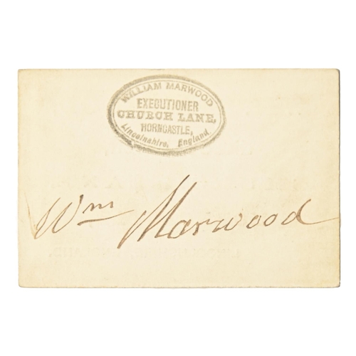 391 - Crime & Punishment. William Marwood (1820-1883), an autographed copy of his business/trade card,... 