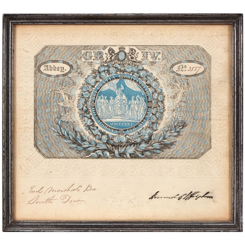 422 - Royalty, The Coronation of George IV. Admission ticket No. 3557 to Westminster Abbey, dated 1821, wo... 