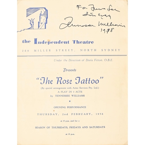 427 - Tennessee Williams (American playwright and screenwriter, 1911-1983), his autograph, the signature a... 