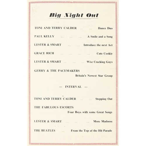 428 - The Beatles. Royalty Theatre, Chester, Big Night Out, 15th May, 1963, [4]ff, original wrappers, fold... 