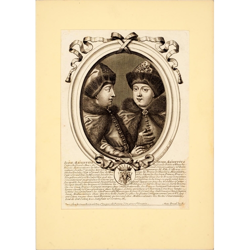 460 - Russia. Nicolas de Larmessin I (1632-1694) - [Tsars Ivan V Alekseyevich and his younger half-brother... 