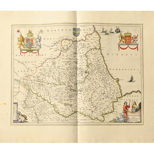 481 - North of England. Joan Blaeu (1596-1673) - Durham, Northumberland, East Riding of Yorkshire, Lancash... 